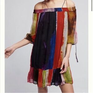 ANTHROPOLOGIE Floreat Zola Boho Tunic Dress XSmall Off Shoulder